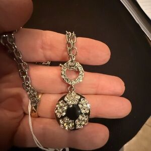 Elegant Silver and Black Pendant Necklace